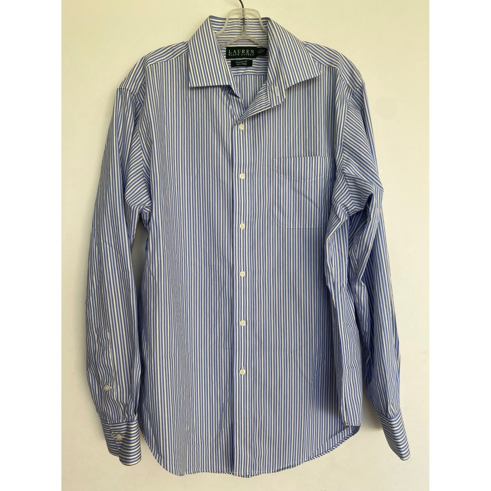 Lauren Ralph Lauren Striped Non Iron Classic Fit Dress Shirt 16 34/35